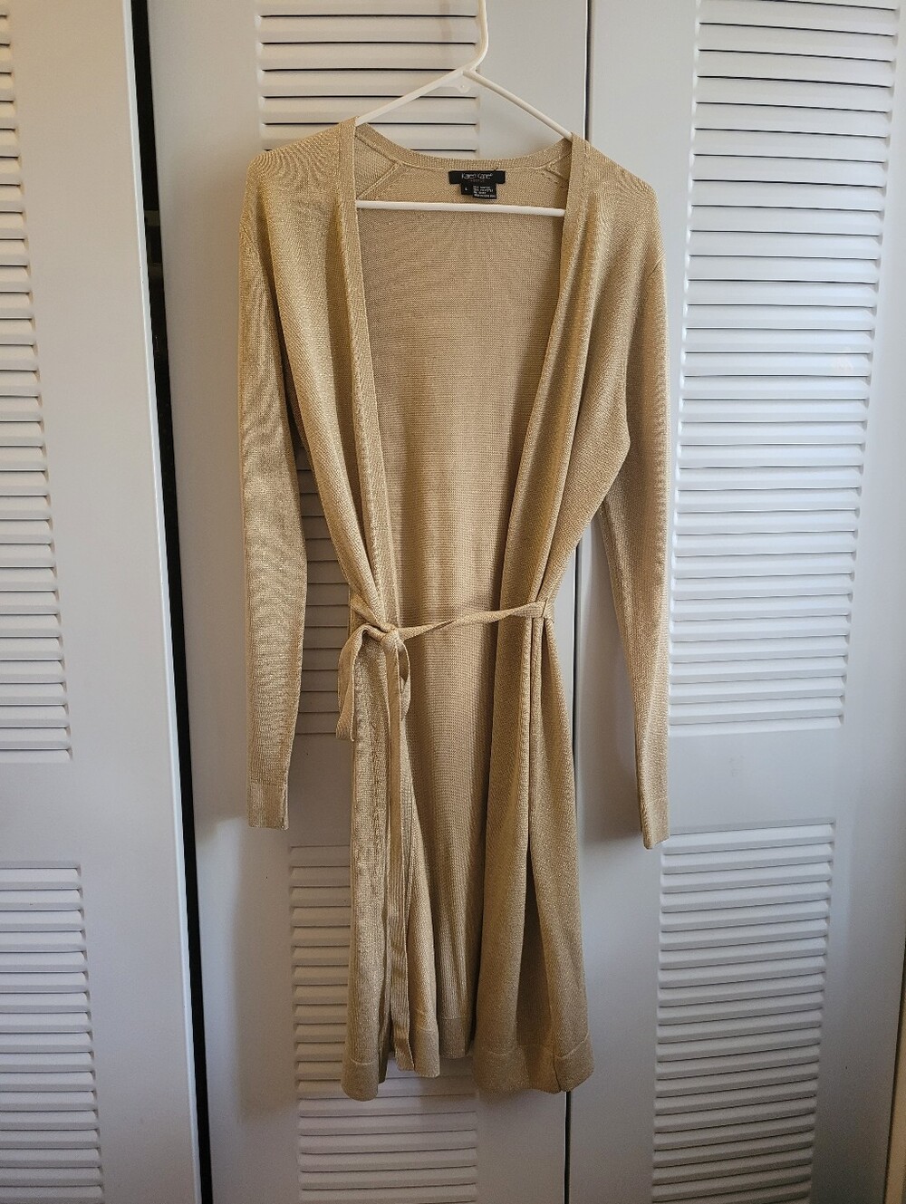 Karen Kane Metallic Gold Drape Cardigan